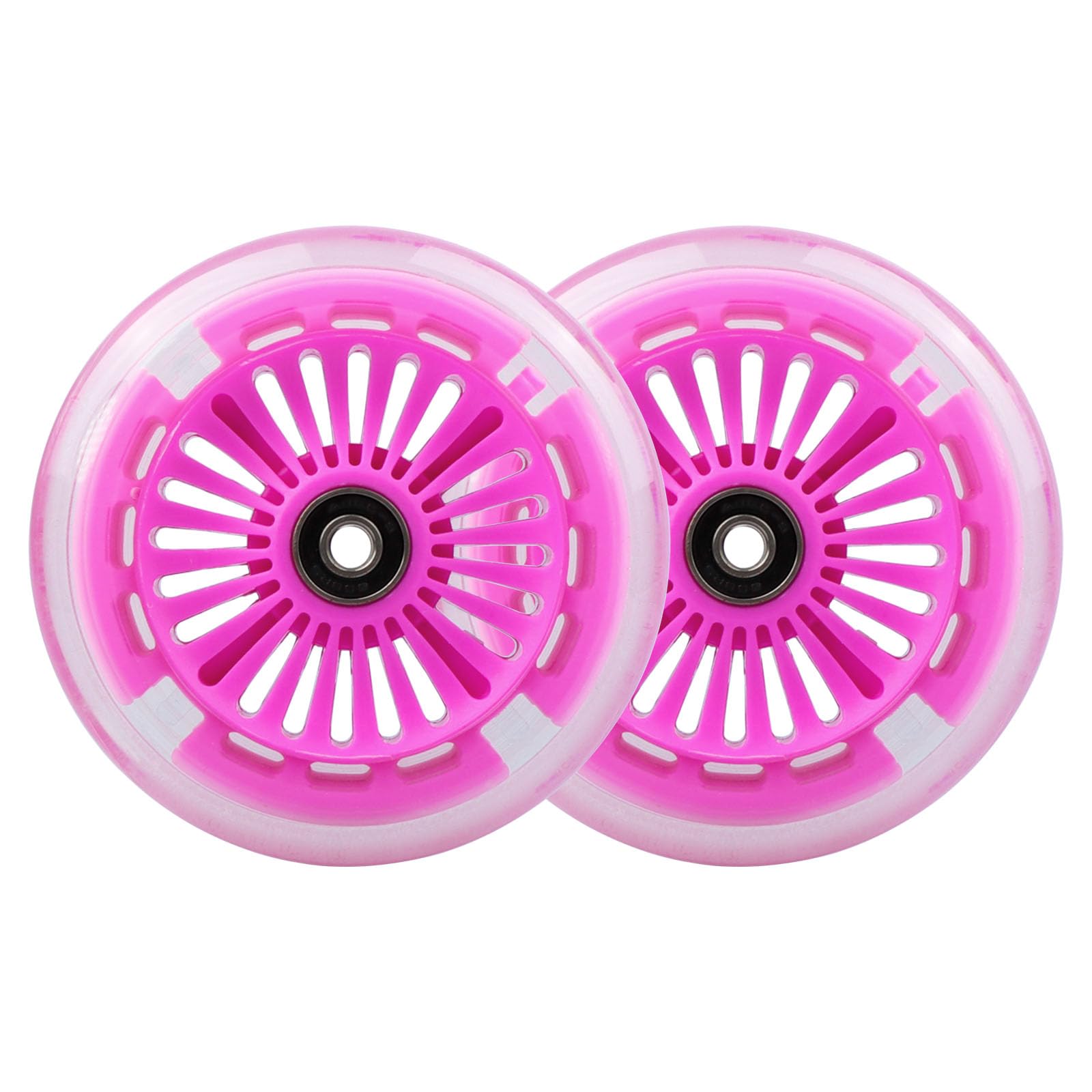 Ruedas de repuesto para patinete con luz LED de 120 mm y 80 mm, intermitente colorido, compatible con Micro Mini, Maxi Deluxe, Globber de 3 ruedas para niños, juego de 4 (rosa)