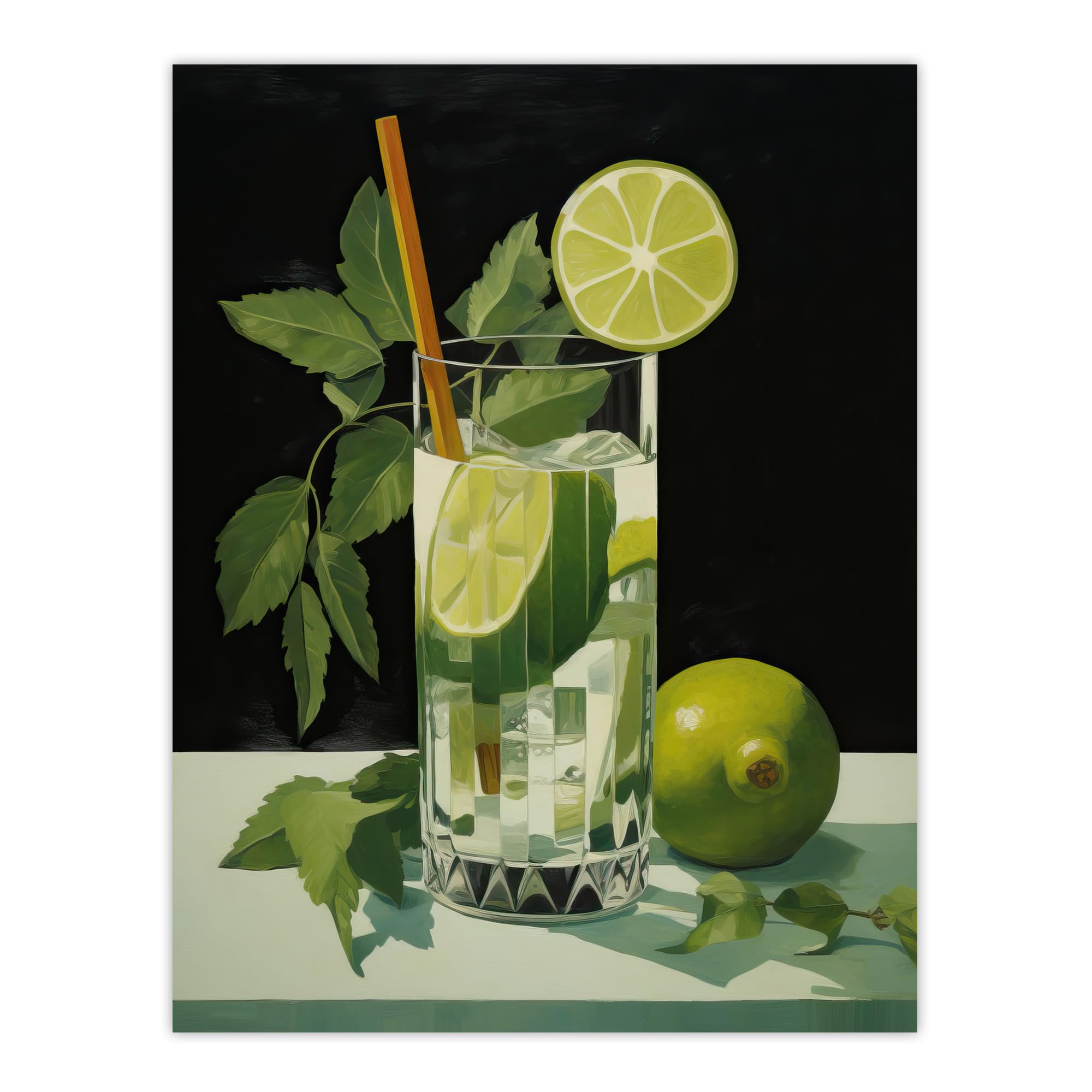 Wee Blue Coo Virgin Mojito Cocktail Green Kitchen Large Wall Art Poster Print Thick Paper 18X24 Inch