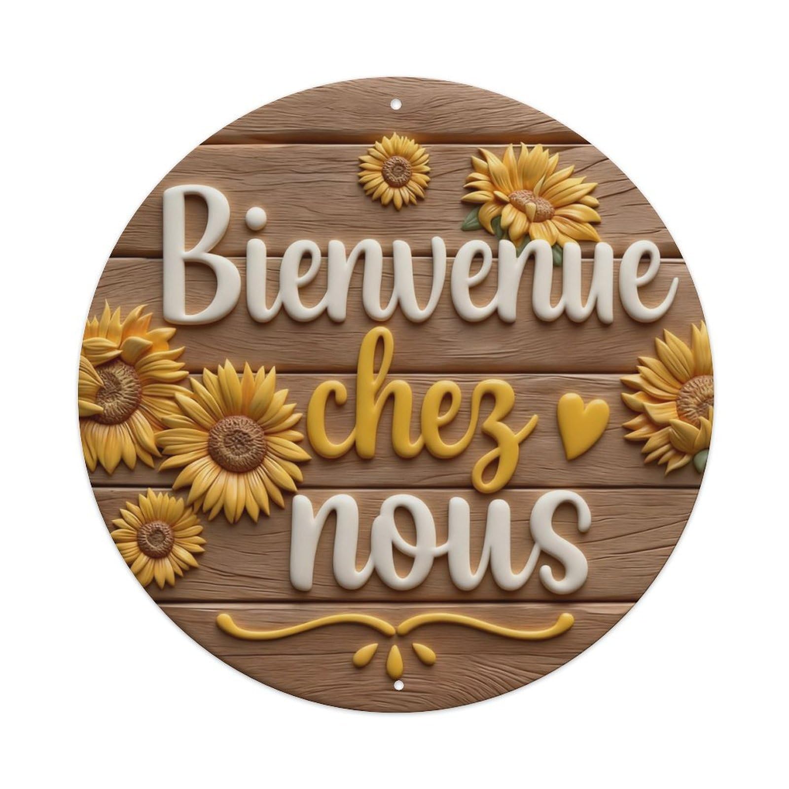 Zlatcbu Vintage Sunflower Wooden Welcome Sign Pattern Metal Tin Sign Retro Wall Art Poster, Decor For Home Living Room Bar Cafe Garage, 8X8 Inch