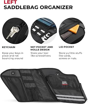 KEMIMOTO Motorcycle Saddlebag Organizers 2 Pack Compatible with Touring Models 2014-2024 2025 Street Glide Road King 2014-2023 Road Glide Black Saddle Bag Liners