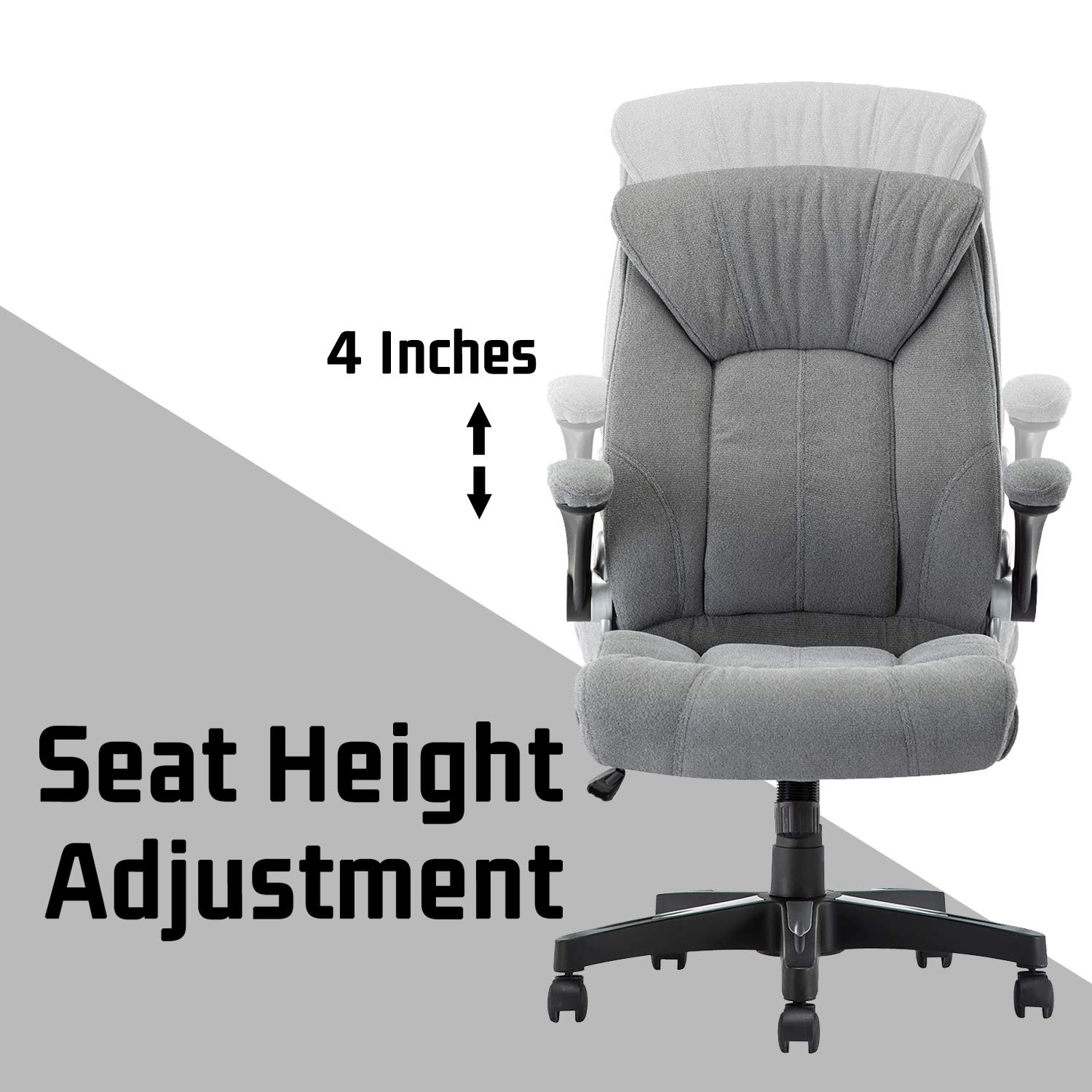 KERMS Ergonomic Executive Home Office Chair, High Back Swivel Computer Desk Chair with Flip up