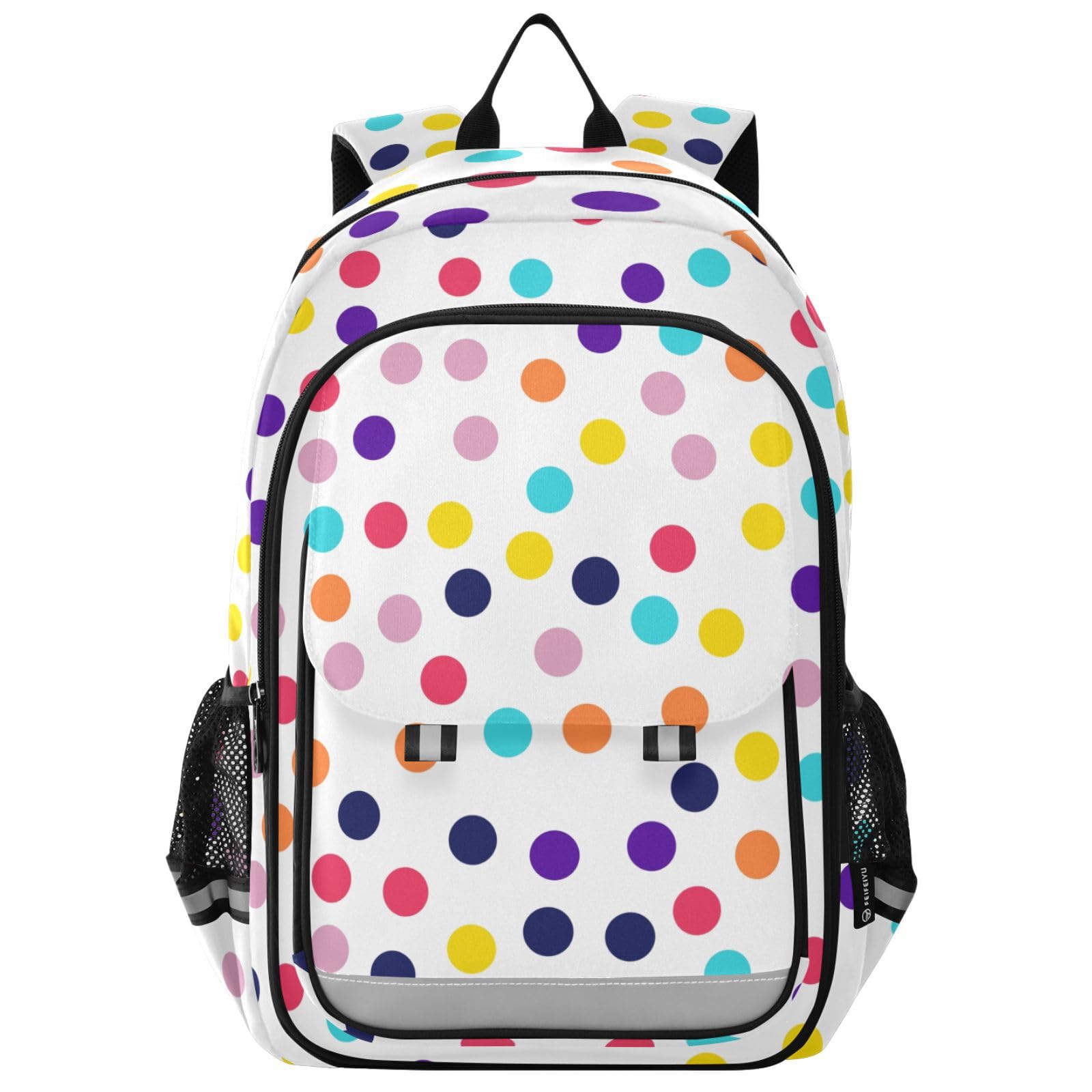 Mnsruu Sac à dos pour ordinateur portable de 15,6" - Motif à pois blancs - Pour adolescentes - Sac à dos de voyage léger pour le travail universitaire - 45 x 33 x 17 cm