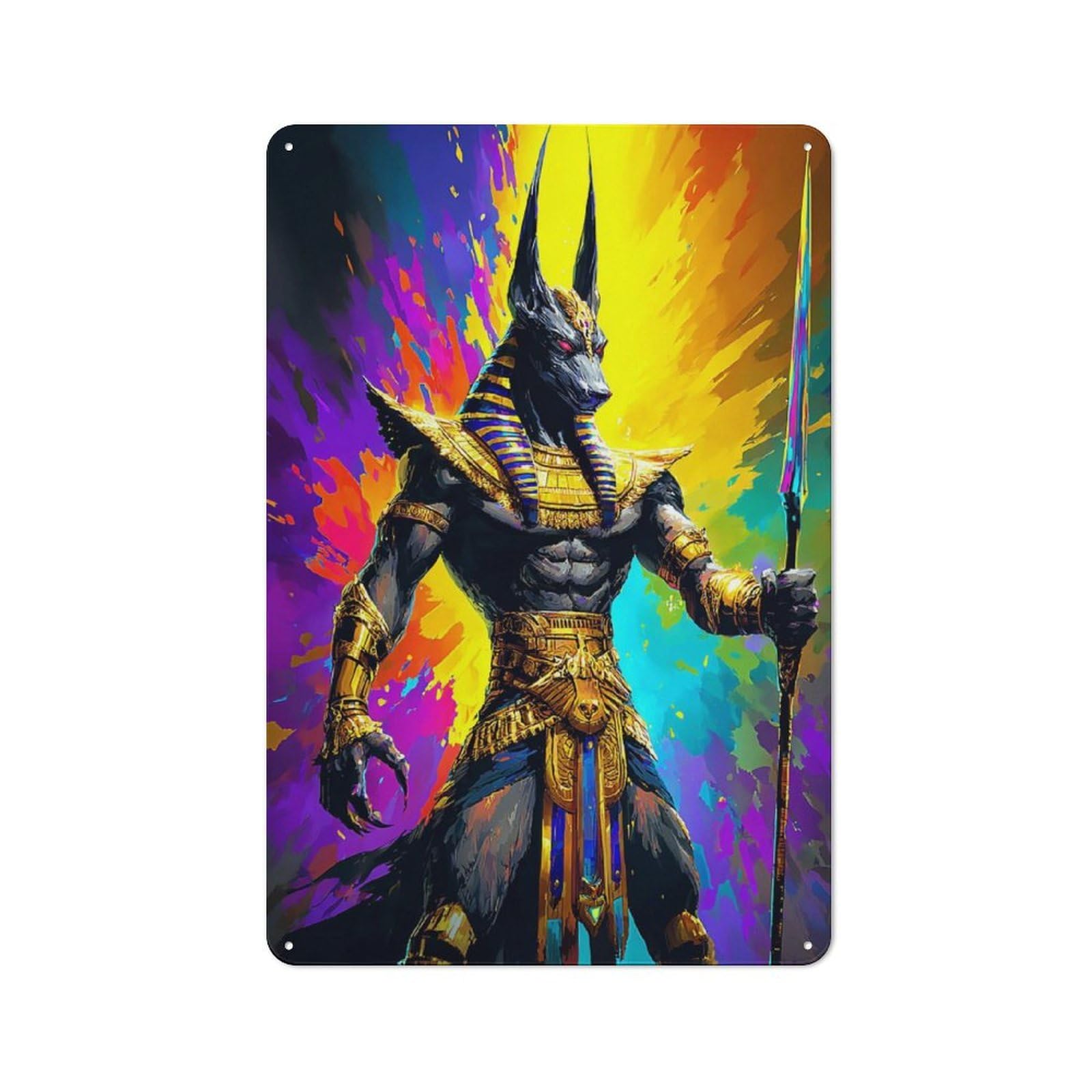 Junmoney Anubis Egyptian God Of The Underworld -1 Cafe Metal Sign 30X20cm, Shop Front Style Restaurant Wall Art For Takeaway, Bar, Kitchen Or Counter Area