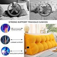 Vista 4 de Almohada triangular grande de cuña de lectura, cojín de cabecera para reposo en cama, almohada de forro polar para cabecero, respaldo con funda