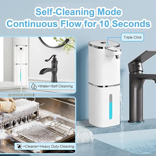 Miniatura 4 de Dispensador automático de jabón espumoso sin contacto, dispensador de jabón de manos inteligente recargable por USB, 9 niveles ajustables, operación