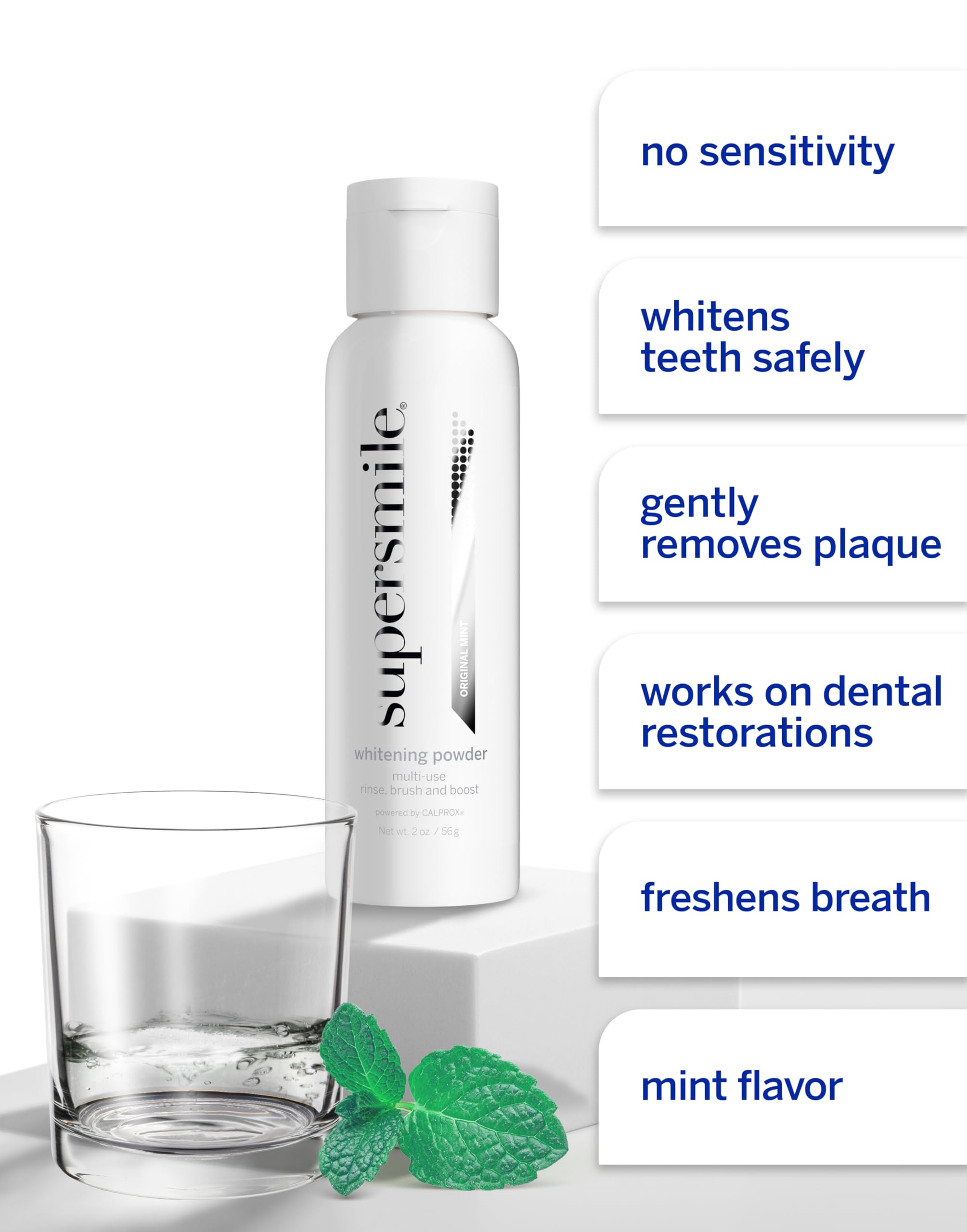 Supersmile Triple-Use Whitening Powder, 2 oz – Rinse, Brush, & Boost for Clinically Proven Whiter Teeth