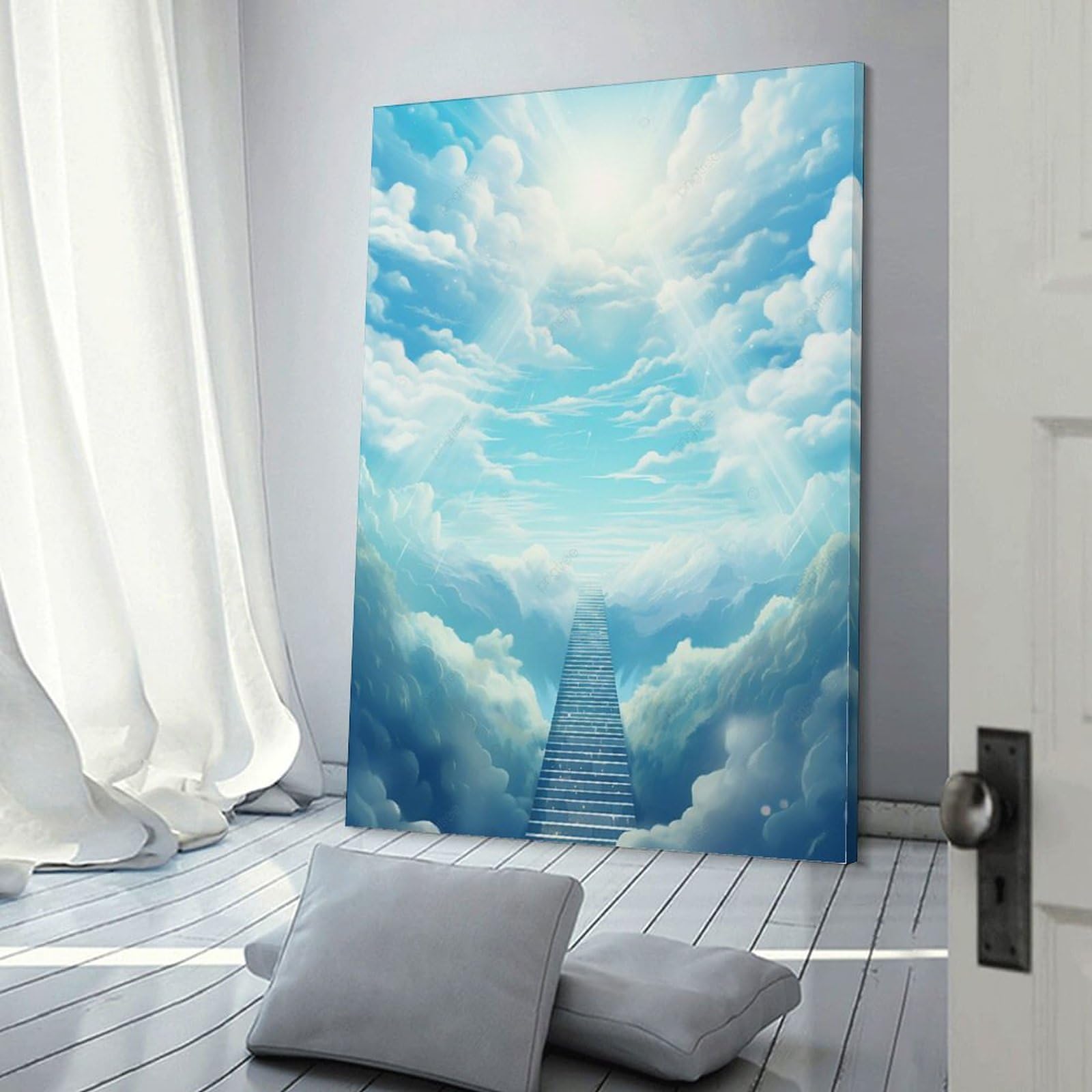 Amazon.co.jp: 絵画 太陽の光と空の階段インテリア 絵画 神の光 アート