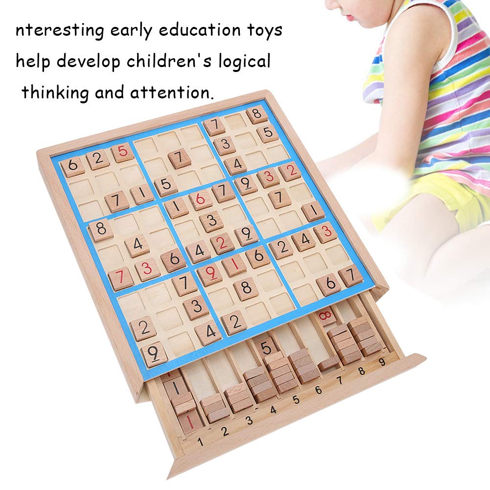 Garosa Juego de Mesa Sudoku de Madera con cajón y 81 Bloques de Madera Digitales para niños o Adultos, Rompecabezas de matemáticas, Juguetes educativos de Escritorio
