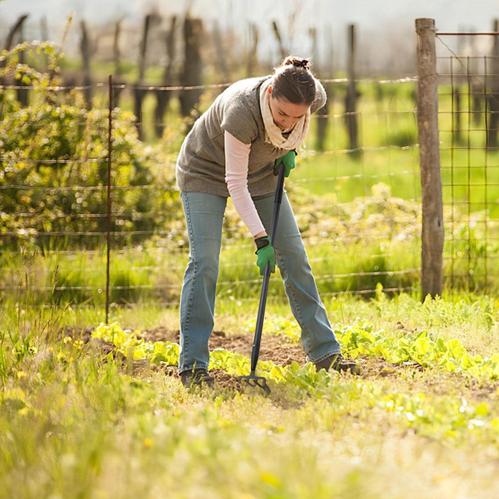 smashing Garten Handrechen Hacke,Langstiel Hacke Gartenwerkzeug Edelstahl | Grubber Hacke Gartenwerkzeug zum Lockern von Erde, Graben
