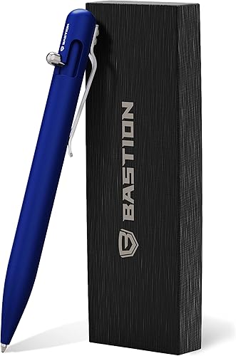 Miniatura 2 de BASTION Bolígrafo de aluminio Plus 6 Gel de tinta negra  Bolígrafo de acción de pernos de lujo con punta fina (0.020in) para mujeres y hombres,