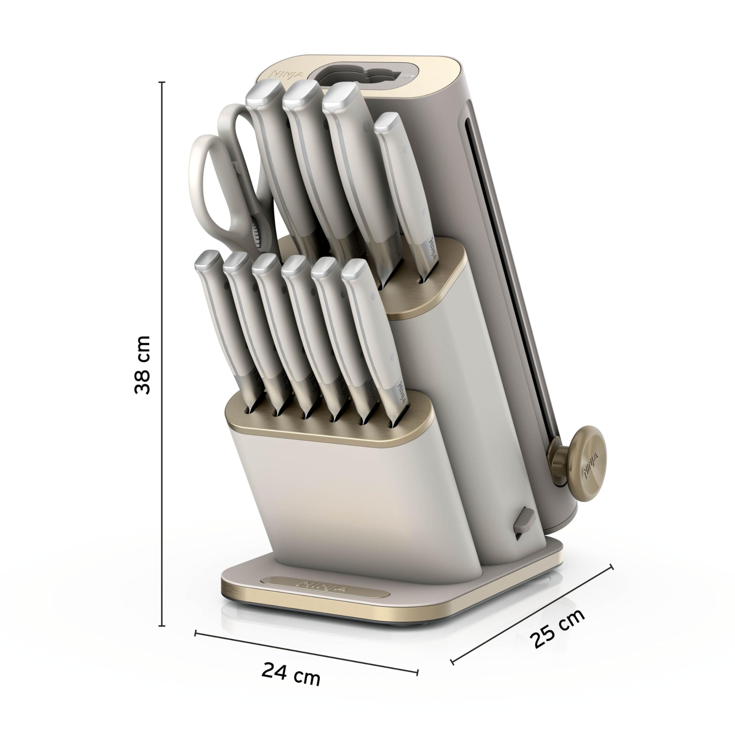 Ninja StaySharp 13-teiliges Messerblock-Set mit abnehmbarem Messerschärfer – Steingold NK32013EUUKSD1