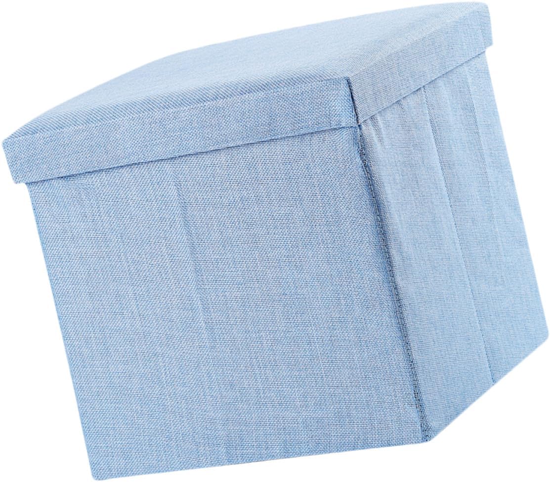 Garneck Folding Cloth Storage Stool Sky-Blue Multifunctional Footstool with High Bearing Capacity and Household Sundries Organizer for Playroom Nursery Closet Seating and Storage