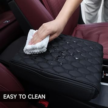 Einesin Car Armrest Cushion, PU Leather Auto Center Console Pad, Memory Foam Armrest Box with Storage Bag, Hand Rest Pillow with Organizer Pockets, Universal Fit for Most Vehicles (Black)