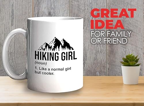 Miniatura 2 de Taza de café de senderismo de 11 oz color blanco – Senderismo Chica – Senderismo Backpacker Backpacker Mountain Boardwalks Mochilero Camping