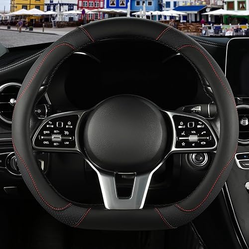 Funda de cuero de microfibra en forma de D, transpirable, antideslizante, de 13.5 a 14 pulgadas, color negro