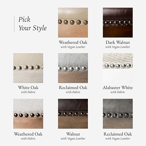 Miniatura 6 de Maven Lane Pullman Taburete tapizado de 31 pulgadas de alto, sin espalda, acabado de roble envejecido, altura de barra, con asiento de cojín de tela