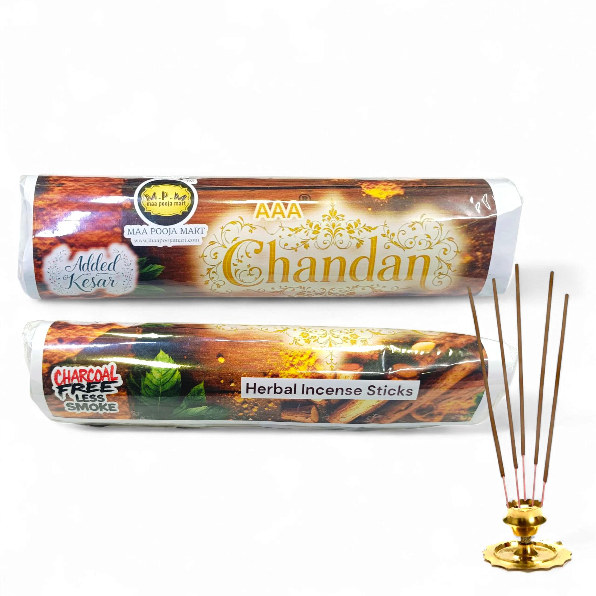 500g Maa Pooja Mart AAA Chandan Herbal Incense Sticks with Kesar, Charcoal-Free, Less Smoke, Agarbatti, 250g x 2 Pack-picture-36