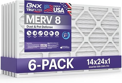 Miniatura 135 de BNX TruFilter - Filtro de aire 14 x 25 x 1 MERV 8, electrostático plisado para defensa contra polvo y mascotas, para aire acondicionado, HVAC
