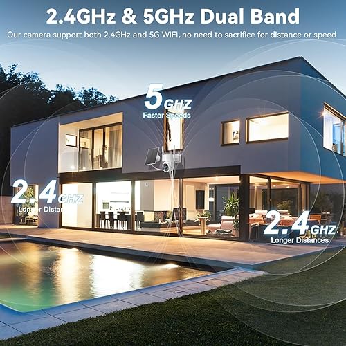 Miniatura 2 de Cámaras de seguridad solares inalámbricas para exteriores, cámaras de 5G y 2.4 GHz para seguridad del hogar, cámara solar 2K para exteriores, visión