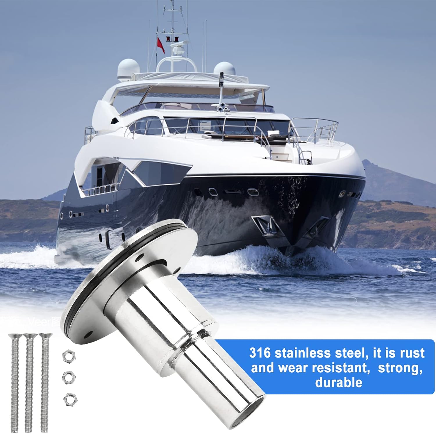 plplaaoo Straight Thru Hull Exhaust Skin Fitting, Stainless Steel Thru