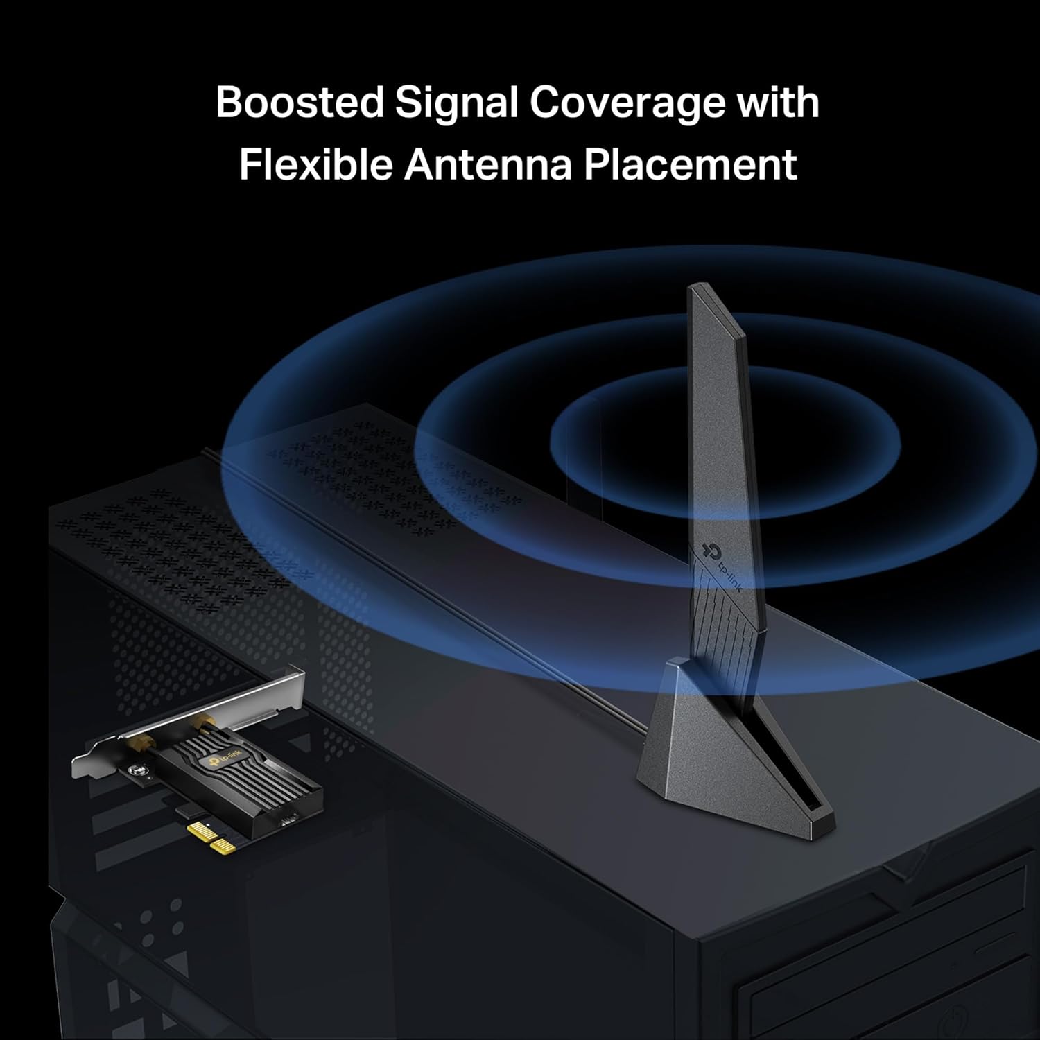 TP-Link AXE5400 WiFi 6E PCIe WiFi Card for Desktop PC (Archer TXE73E), Up to 5.4 Gbps Tri-Band Wireless Card | 6 GHz | Low-Latency | Bluetooth 5.3 | WPA3 | Low-Profile Single Antenna | OFDMA, MU-MIMO