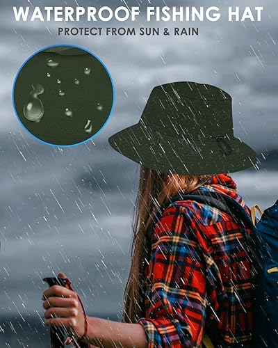 Miniatura 4 de BROTOU Sombreros de pescador plegables para mujereshombres, sombrero de ala ancha UPF 50+, gorra de pesca impermeable con protección UV