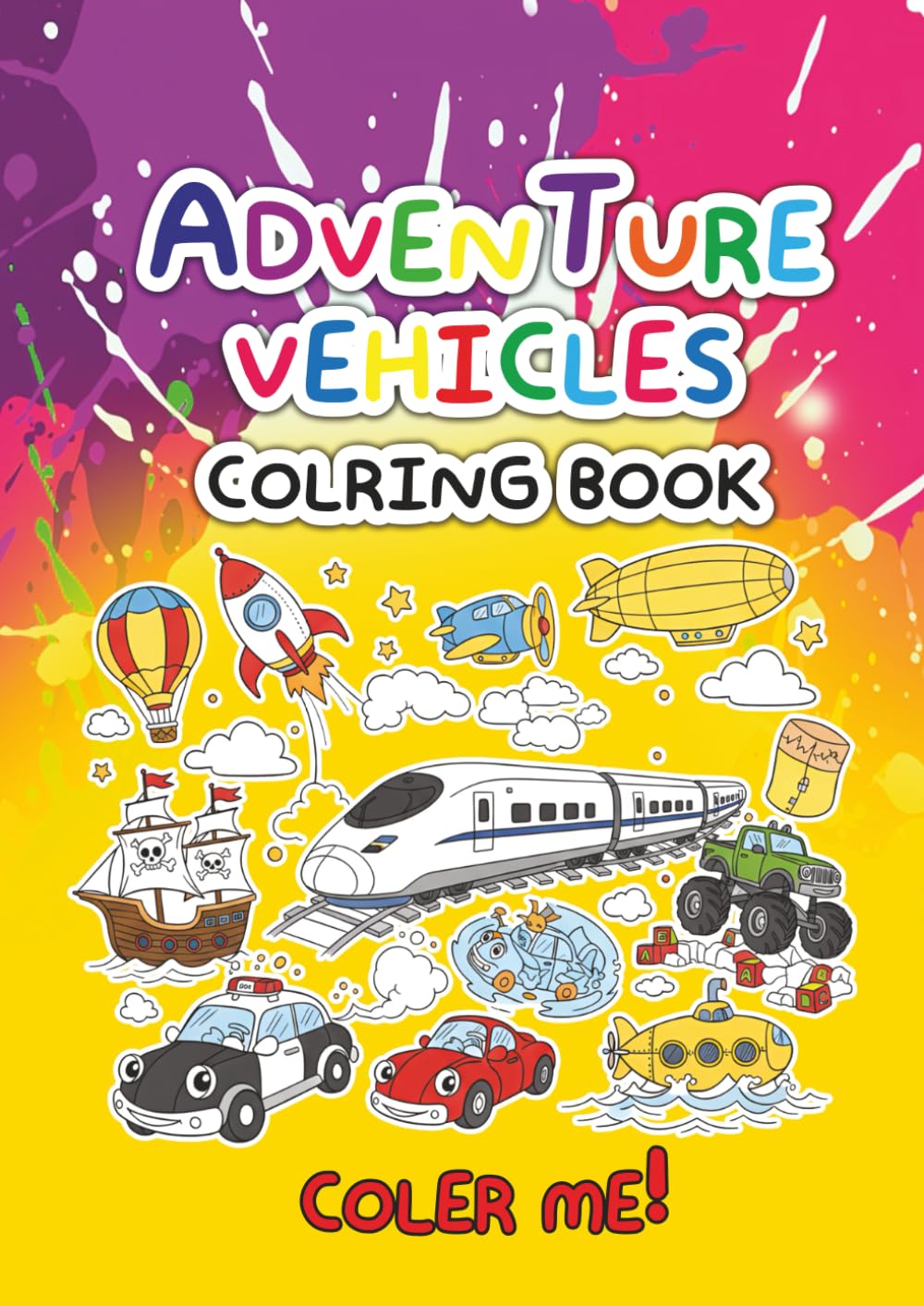 Adventure vehicles Coloring Book: Adventure Car Coloring Book with 50 images, suitable for children aged 4-8 years. Size: 8.27 x 11.69 inches.