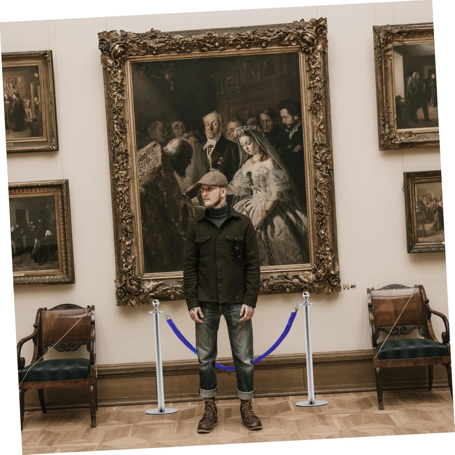 2pcs Velour Stanchion Rope with Hook for Theaters Barrier Rope for Guiding Guests and Maintaining Safety Distances