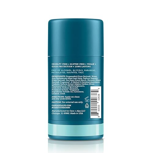 Miniatura 2 de Oars + Alps Desodorante sin aluminio para hombres y mujeres, dermatólogamente probado y fabricado con ingredientes limpios, tamaño de viaje, Aspen