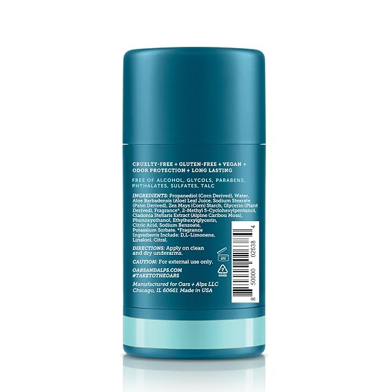 Oars + Alps Aluminum Free Deodorant for Men | Long Lasting Odor Protection, Clear & Free of White Residue, Anti-Chafing Smooth Glide, Dermatologist Tested, Aspen Air, 1pk, 2.6oz