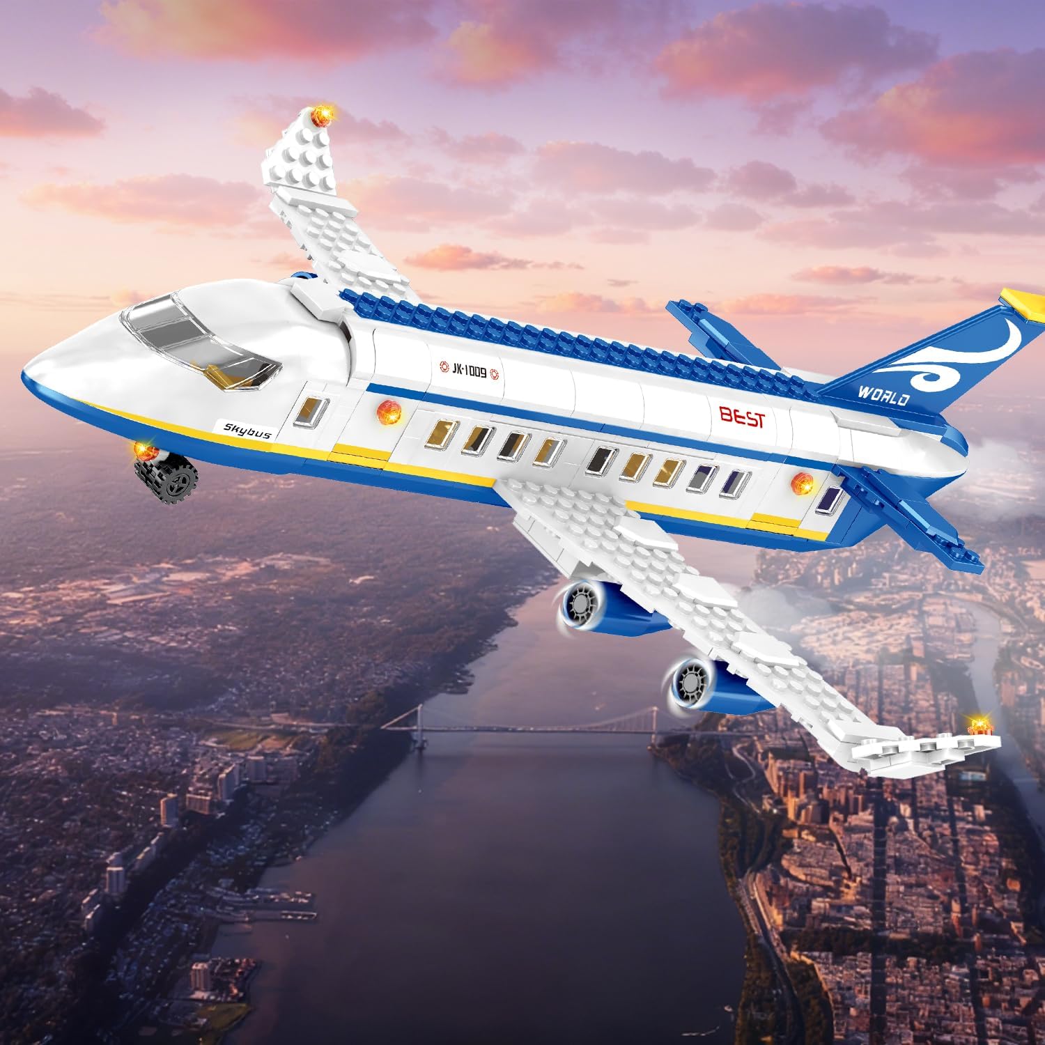 City Passenger Airplane Building Set,510 PCS STEM 6 in 1 Airport Passenger Plane Building Block Toy with Baggage Truck, Shuttle Bus, Christmas Birthday Gifts for Adults Boys Girls Age 6-12+ - Image 6