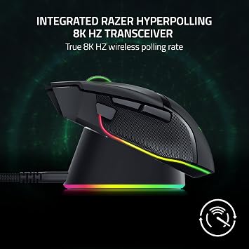 Razer Mouse Dock Pro ve Şarj Yuvası - Razer Oyun Fareleri için (Manyetik Kablosuz Şarj Yuvası, Hiperspeed 4K, 8 RGB Renkli Aydınlatma ve Uyumlu Fareler için Modül) Siyah