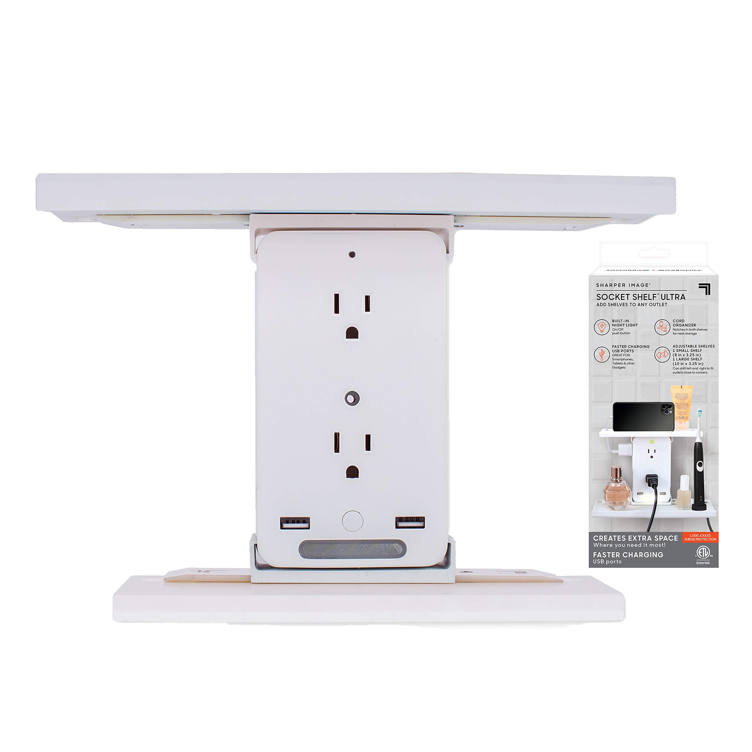 Buy Sharper Image Socket Shelf Ultra 8 Port Surge Protector Wall Outlet