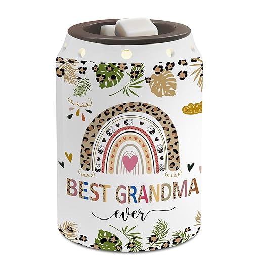 Gifts for Grandma Wax Warmer, Christmas Grandma Gifts from Grandkids, Nana Gifts Ceramic Electric Scentsy Candle Wax Melts, Nana Mimi Best Grandma Birthday Gifts, Thoughtful Gifts (Leopard Print)