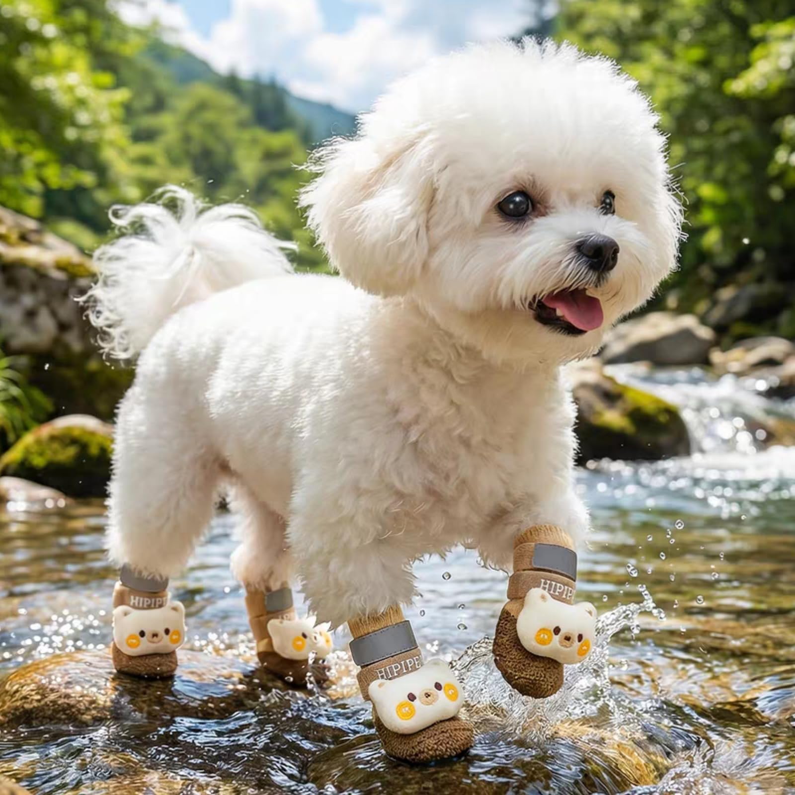 Chaussures pour chien de petite taille M imperméables et bottines de protection marron - 8