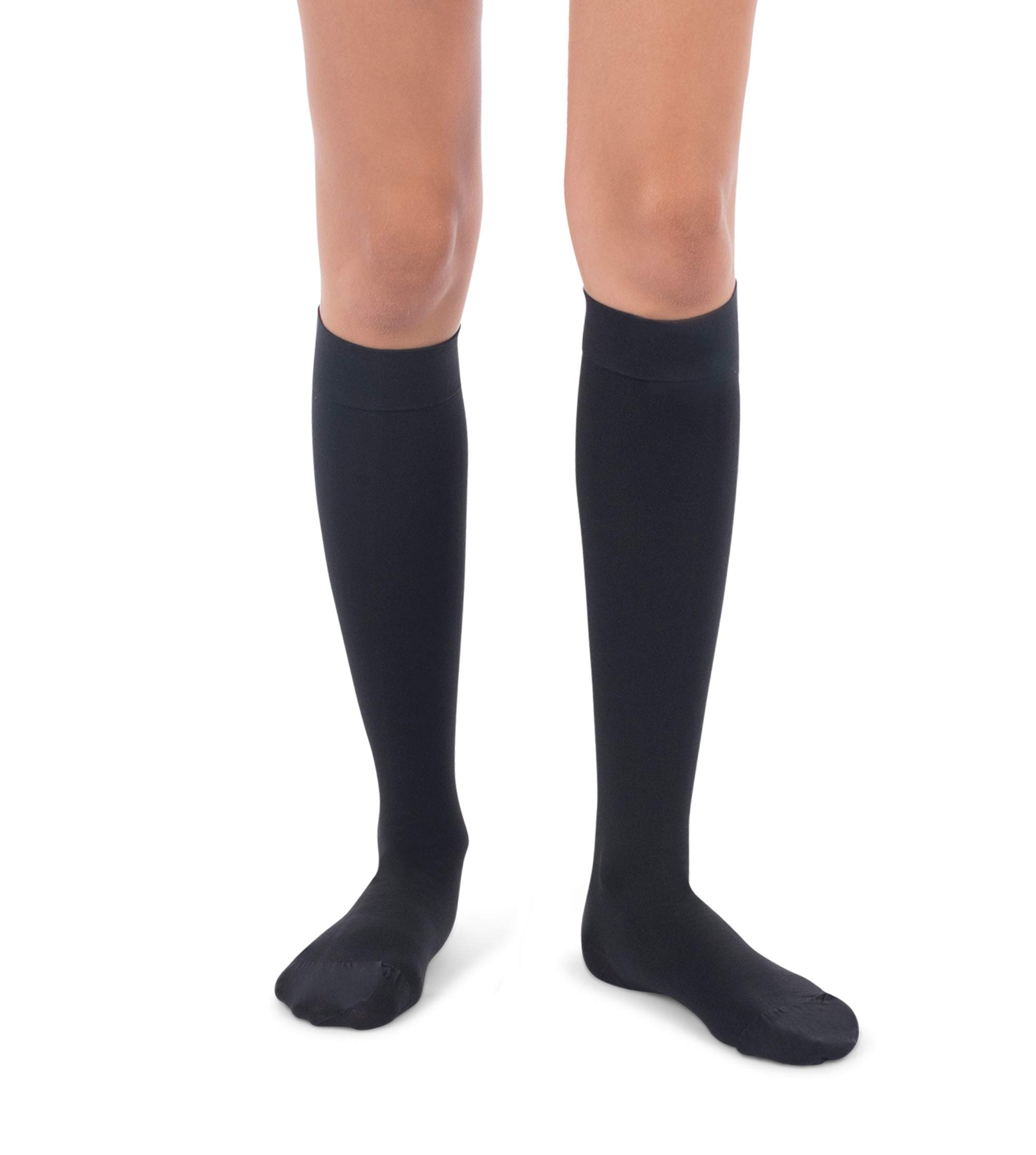 JOMI COMPRESSIONKnee High Collection, 20-30mmHg Premiere Closed Toe 220 (Small, Black)