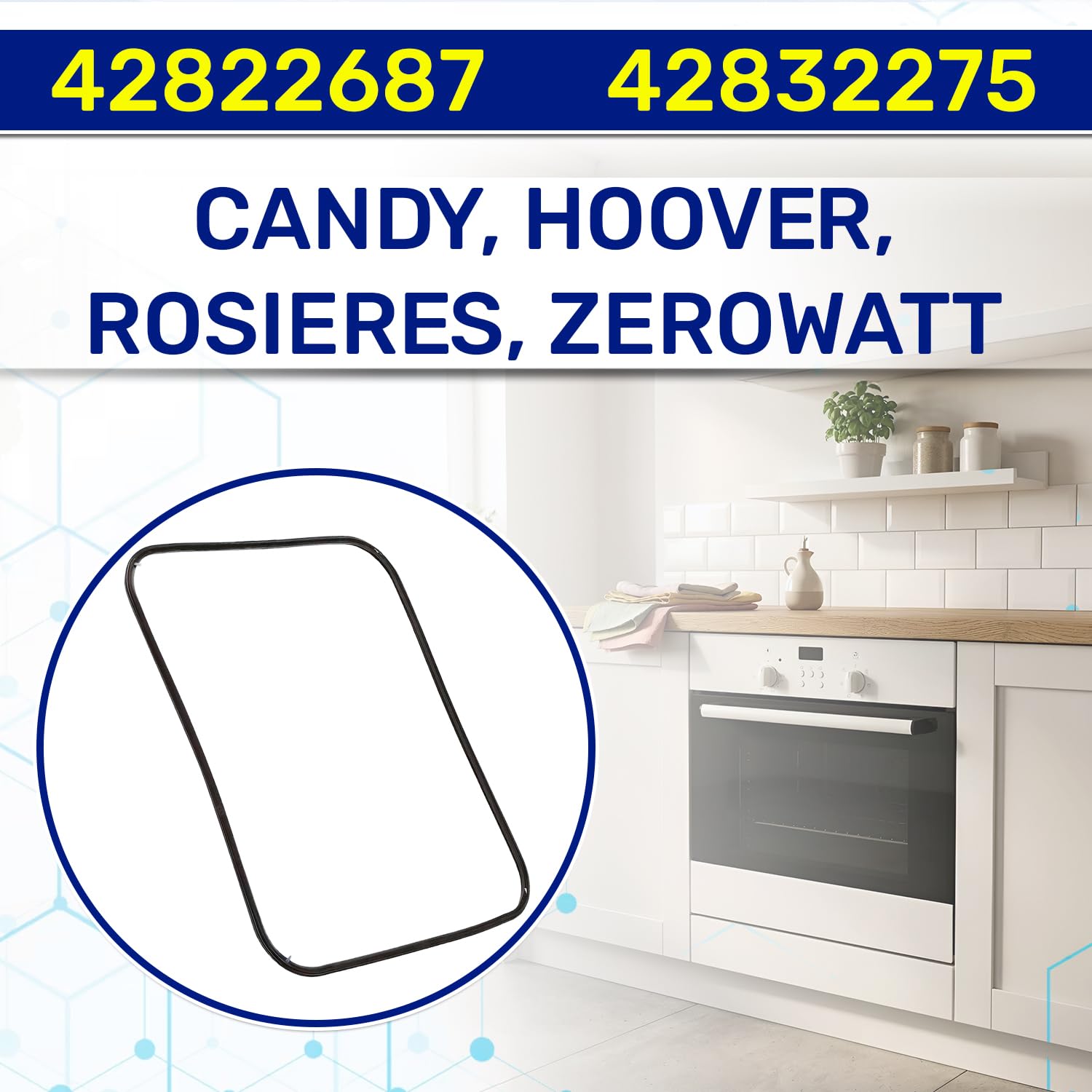 Goma Horno 440x360 mm con Código Original 42822687 42832275 para Candy para Hoover - Junta Horno con 4 Ganchos - Garantía de 10 Años - MONTERAL