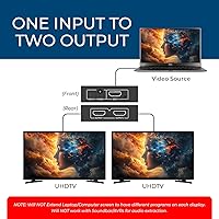 Vista 4 de OREI UltraHD 4K @ 60 Hz 1 X 2 HDMI Splitter 1 entrada 2 salida 2 puerto 2: 8 bits - HDMI 2.0, HDCP 2.0, 18 Gbps, EDID, pantallas 4K