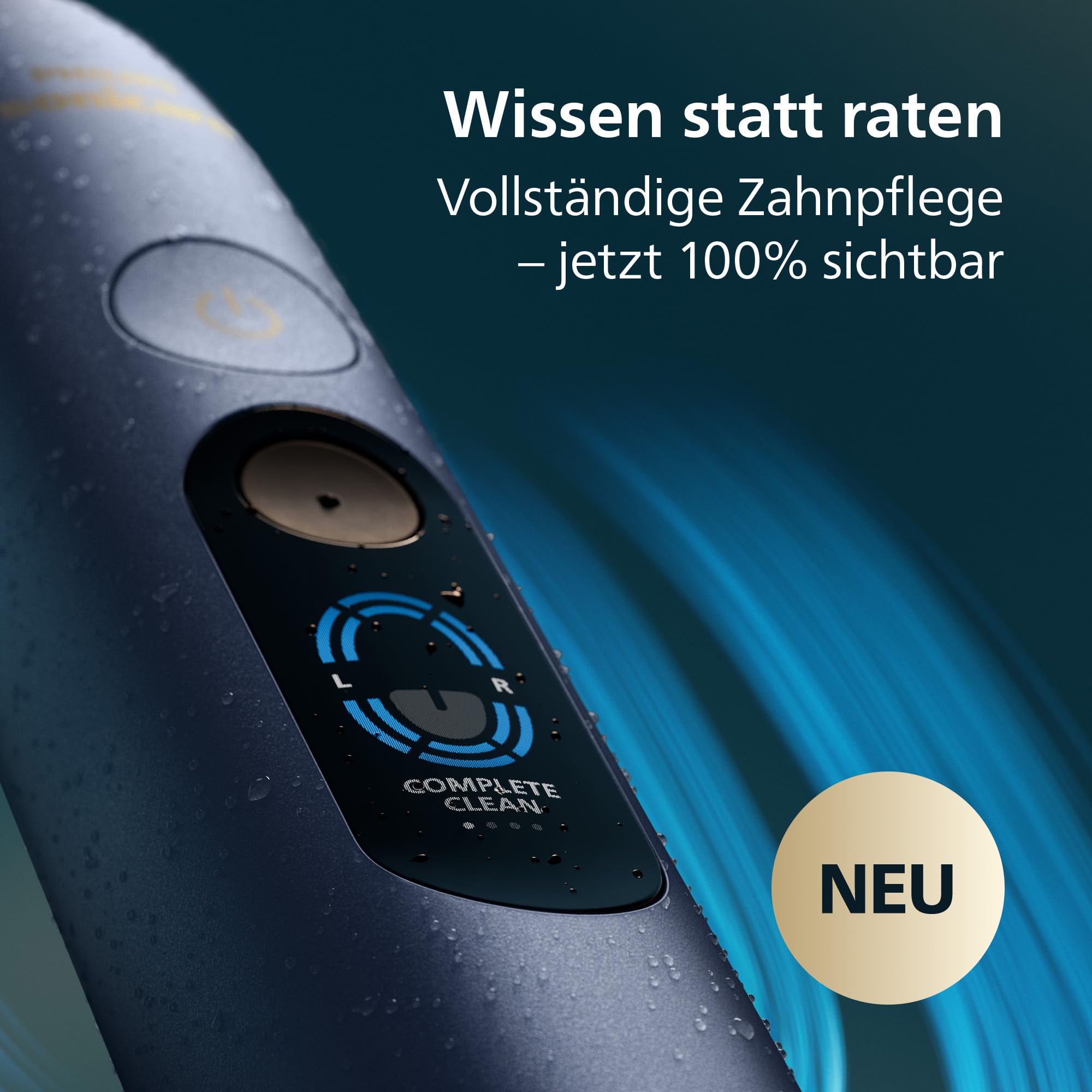 Philips Sonicare Next-Generation DiamondClean 9900 Prestige elektrische Zahnbürste - intelligentes Feedback zur Putzabdeckung, intelligente Andruckkontrolle und 24 Einstellungen, Sturmblau, HX9815/98