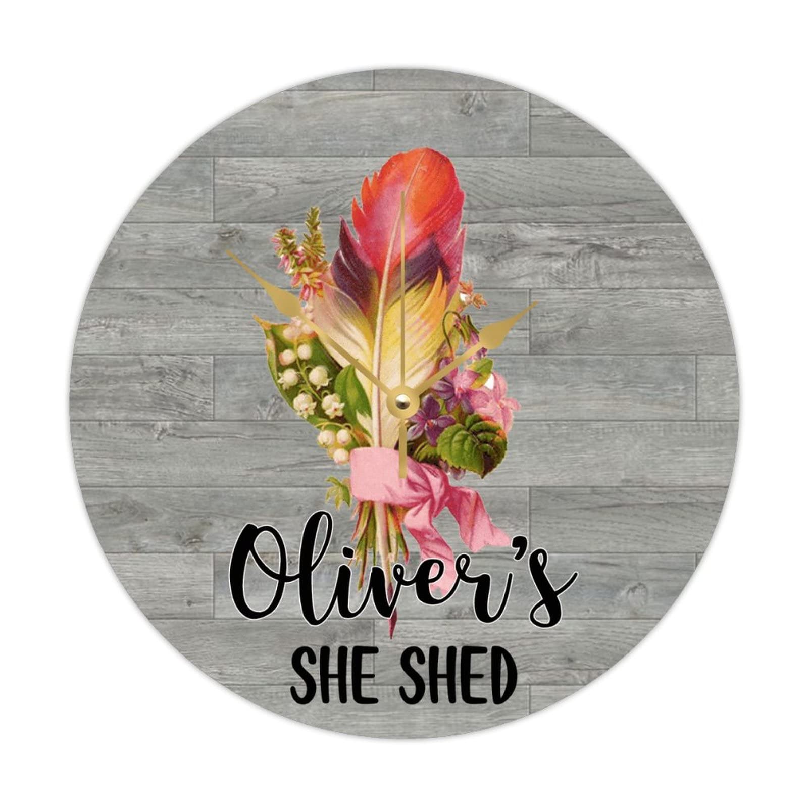 Horloge personnalisée She Shed en bois : le cadeau déco floral idéal pour elle