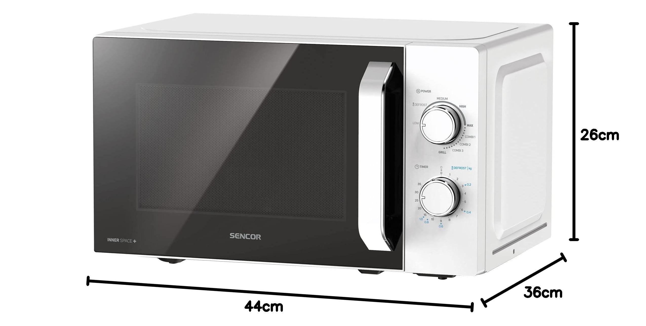 Sencor Forno a Microonde con Grill Potente ed Elegante – Multifunzione con Interno Smaltato Easy Clean, 20 L, Bianco - SMW 4220WH