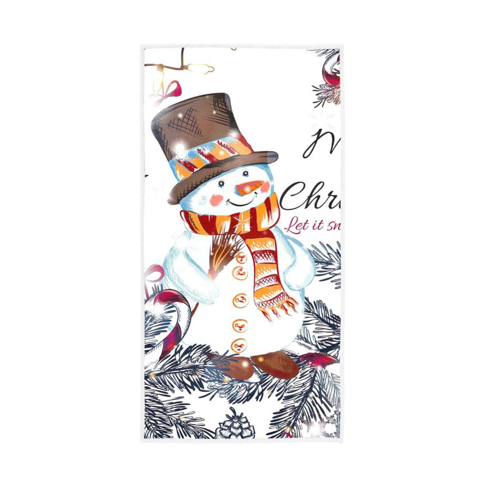 HUYGD Cute Christmas Snowman Hand Towels, 15 x 30 Inches Decorative Hand Towels Spa Towels for Facials, Hand Drying Towel