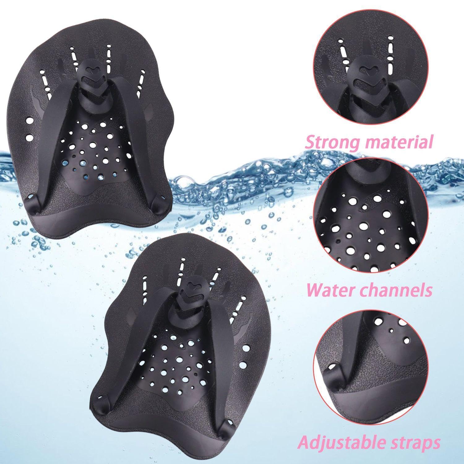 2 Paia Racchette da Nuoto, Racchette da Nuoto in Silicone, Racchette da Nuoto per Allenamento, Racchette da Nuoto per Surf, Racchette da Nuoto Regolabili, Ausili per Il Nuoto con Pinne