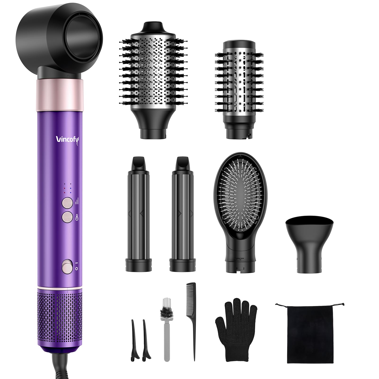 Photo 1 of Vincofy 7 in1 Hair Styler Dryer Brush Set, 1500W Blow Dryer Brush, Purple