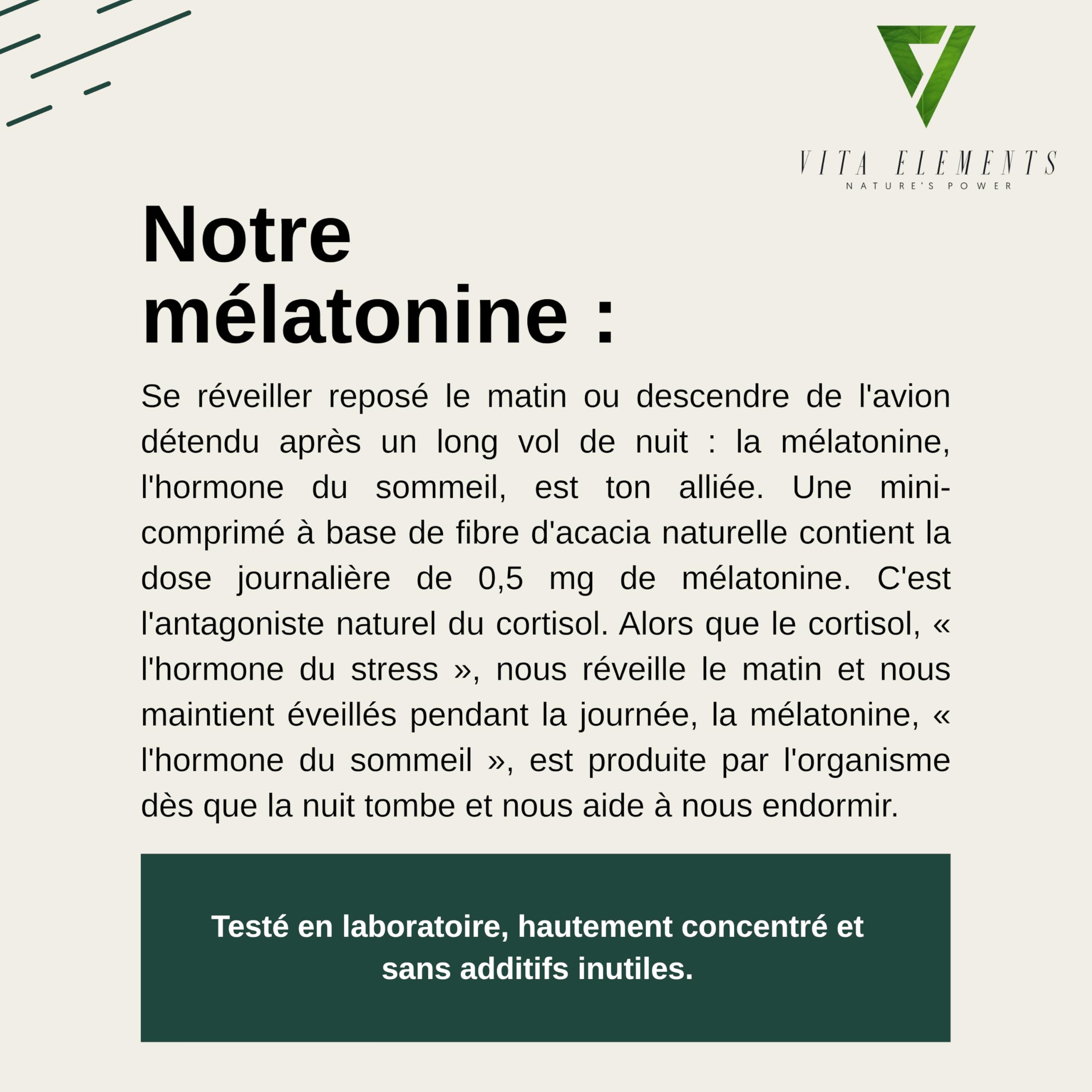 Vita Elements Mélatonine - 365 Comprimés - 0,5mg Mélatonine par Dose Journalière - Stock Annuel - Vegan - Sans Stéarate de Magnésium - Testé en Laboratoire - Mini Comprimés (3)