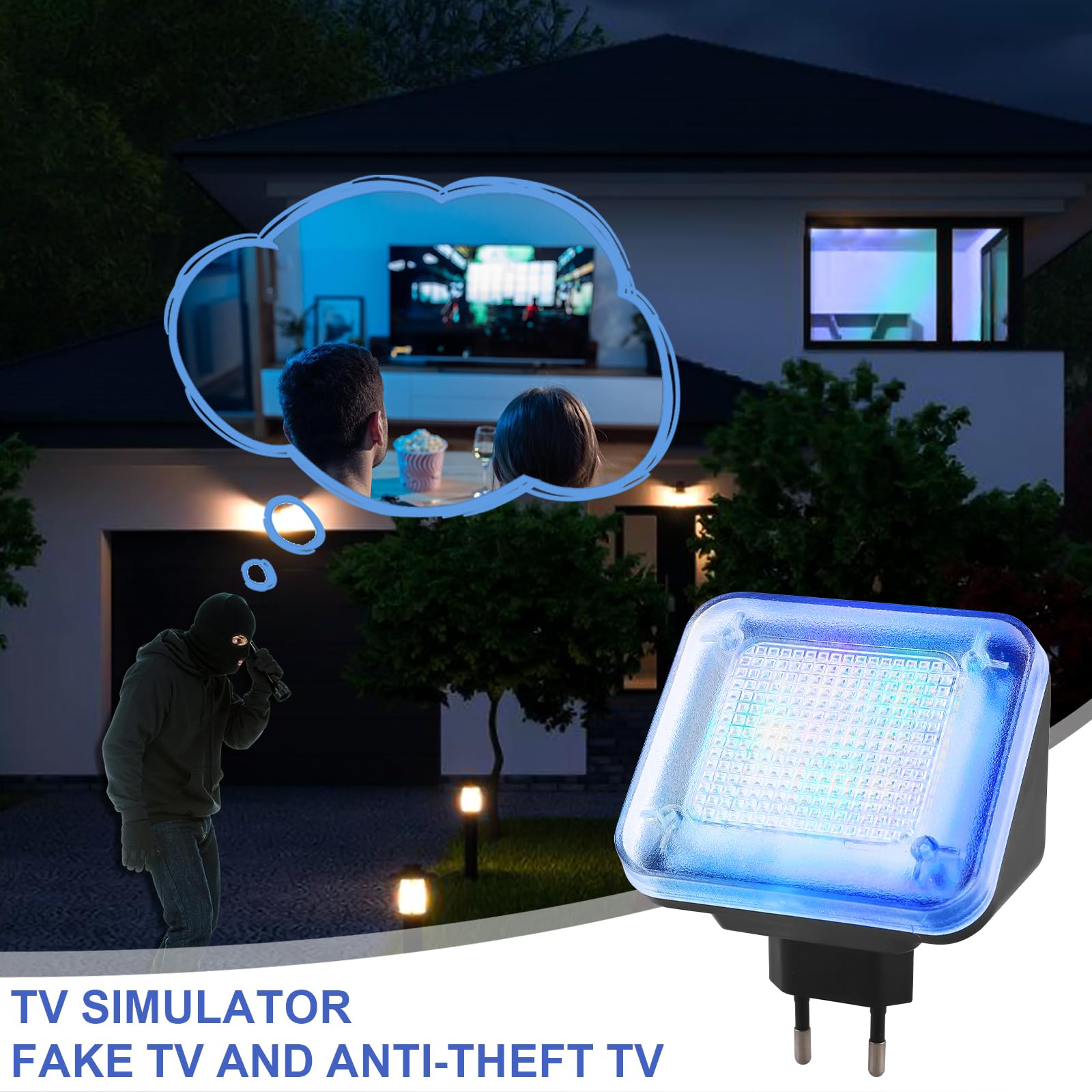 GAOUTOSymulator TV LED: symulator z 12 diodami LED i 3 programami do wyboru, regulowany czas pracy 1/4 h/7 h