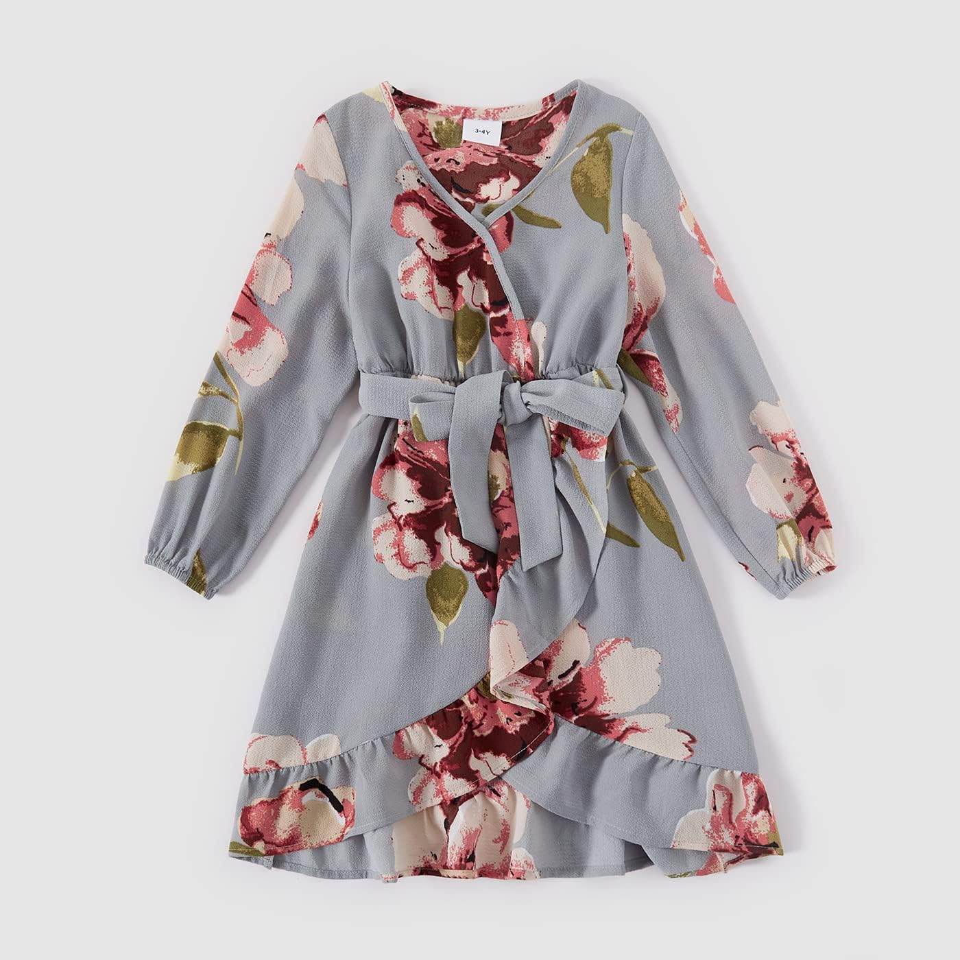 Mommy and Me Matching Dresses Floral Split Ruffled Boho Dress Long Sleeve Casual Fall Winter Mom Daughter Matching Outfits - Image 3