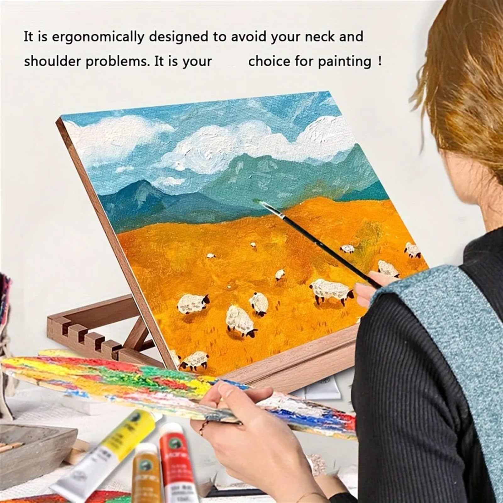 Pittura scaffale di treppiedi, scaffale di Arte re Cavalletto da Disegno Pieghevole A3 Regolabile con Superficie Liscia e Regolazione dell'angolo a 4 Posizioni for la Pittura