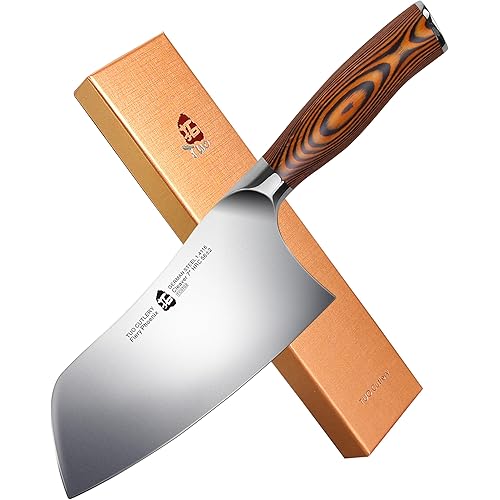 TUO Cleaver Knife, Chinese Chef Knife Stainless Steel 7 inch Vegetable Meat Cleaver with Pakkawood Handle, Heavy Duty Blade for Home Kitchen