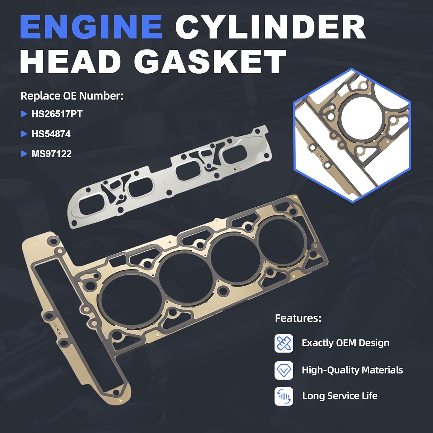 2.4 Ecotec Timing Chain Kit w/Selenoid Water Pump Head Gasket Set Fit for Chevy Equinox Malibu Cobalt for GMC Terrain Buick Regal Lacrosse Verano 2.2L 2.4L L4 LAF DOHC 2009-2017 HS26517PT 94201S